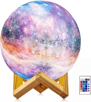 $29.99 - Moon Lamp Kids Night Light Galaxy Lamp 16 Colors LED 3D Moon Light with Wood Stand, Remote & Touch Control USB Rechargeable