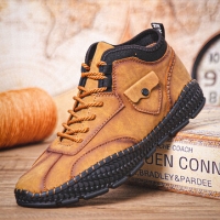 Men Microfiber Leather Breathable Hand Stitching Soft Crocodile Grain Sole Lace Up Casual Shoes Sale