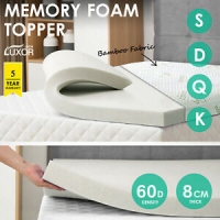 Bamboo Cover Memory Foam Mattress Topper Underlay All Size 8CM Pad Mat
