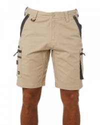 Bisley Flex and Move Stretch Canvas Utility Zip Cargo Short - Stone