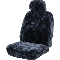SCA Diamond Cut Sheepskin Seat Cover - Charcoal Adjustable Headrest Size 30 Single Seat Airbag Compatible