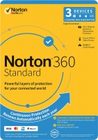 Norton 360 Standard, 10GB, 1 User, 3 Devices, 12 Months, PC, MAC, Android, iOS, DVD, Subscription