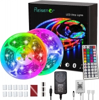 Reisener LED Strip Lights Bluetooth , 10M/32.8ft LED Multicolor Rope Lights with Remote Controller, Color Changing Smart String