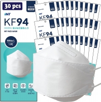 【 30 Pack 】 INT White KF94 Certified ; 4-Layered Face Safety, Adjustable Earloop, FDA Registered Device, 3D Ergonomic Design