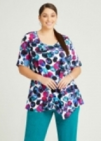Natural Sorbet Spot Top in Print in sizes 12 to 24